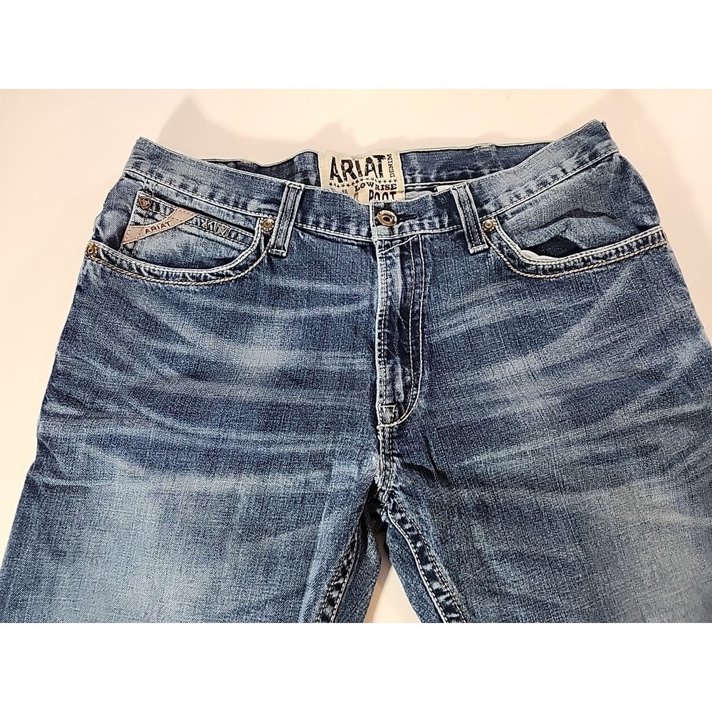 Ariat M4 Mens Jeans 36x30 Relaxed Boot Cut Low Rise Blue Western Cowboy (38X27) - Picture 2 of 14